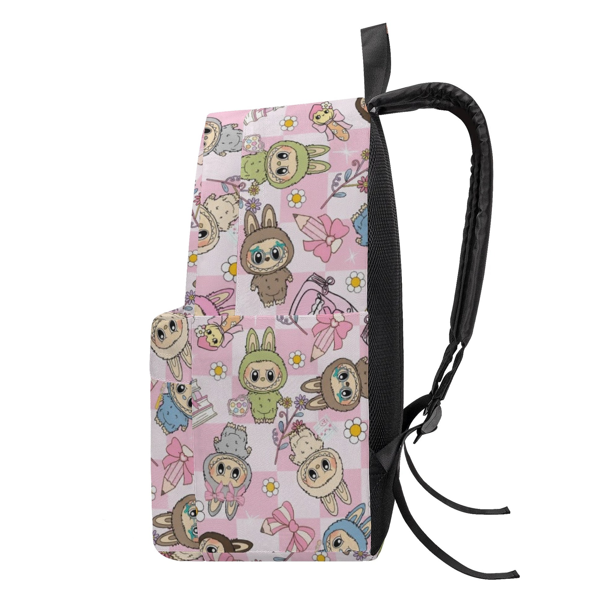 Tea Party Labubu Backpack, Kawaii Pink Cartoon School Bag with Cakes, Gifts & Flowers, Cute Girly Bookbag for Kids & Fans BPGR06