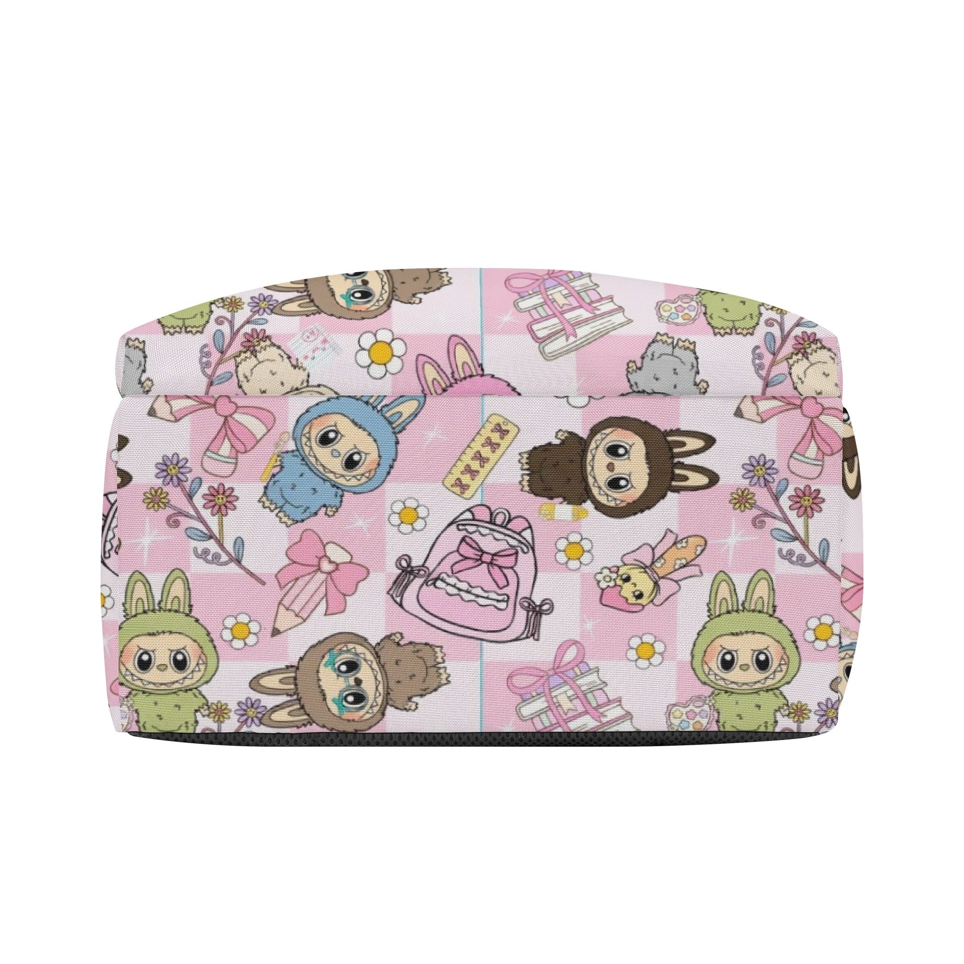 Tea Party Labubu Backpack, Kawaii Pink Cartoon School Bag with Cakes, Gifts & Flowers, Cute Girly Bookbag for Kids & Fans BPGR06