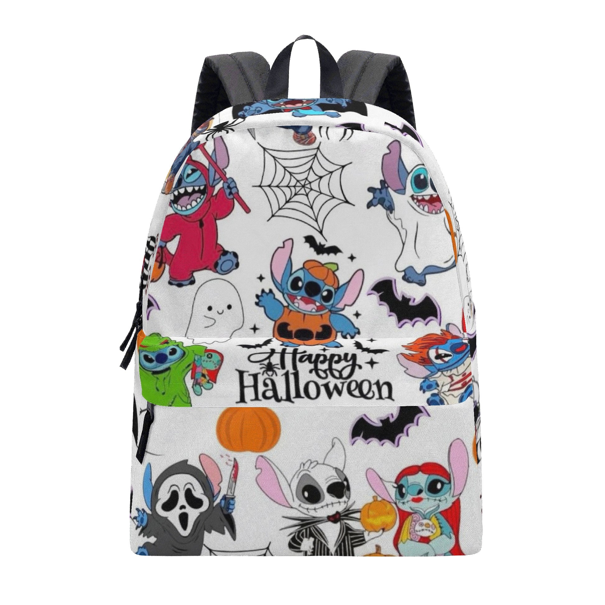 Stitch Halloween Backpack, Spooky Cartoon Print School Bag, Trick or Treat Travel Backpack BPGR14