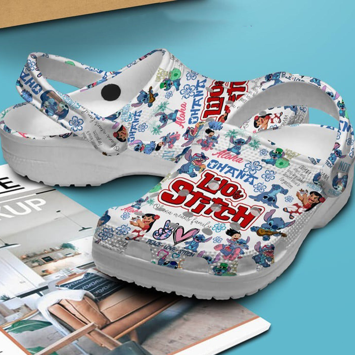 Peace Love Stitch Cartoon Clogs Shoes, Lilo and Stitch Shoes, Funny Slippers, Clogs and Mules, Custom Summer Shoes