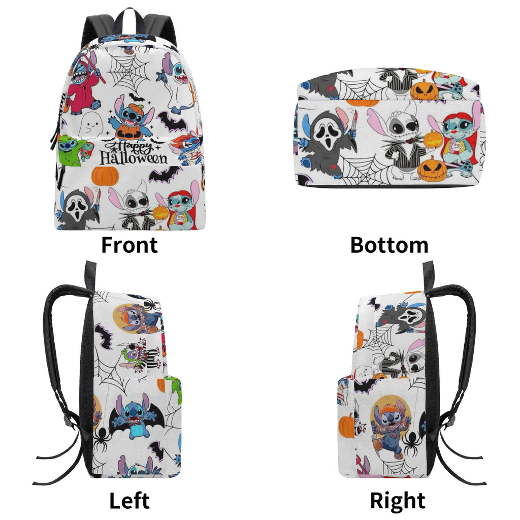 Stitch Halloween Backpack, Spooky Cartoon Print School Bag, Trick or Treat Travel Backpack BPGR14