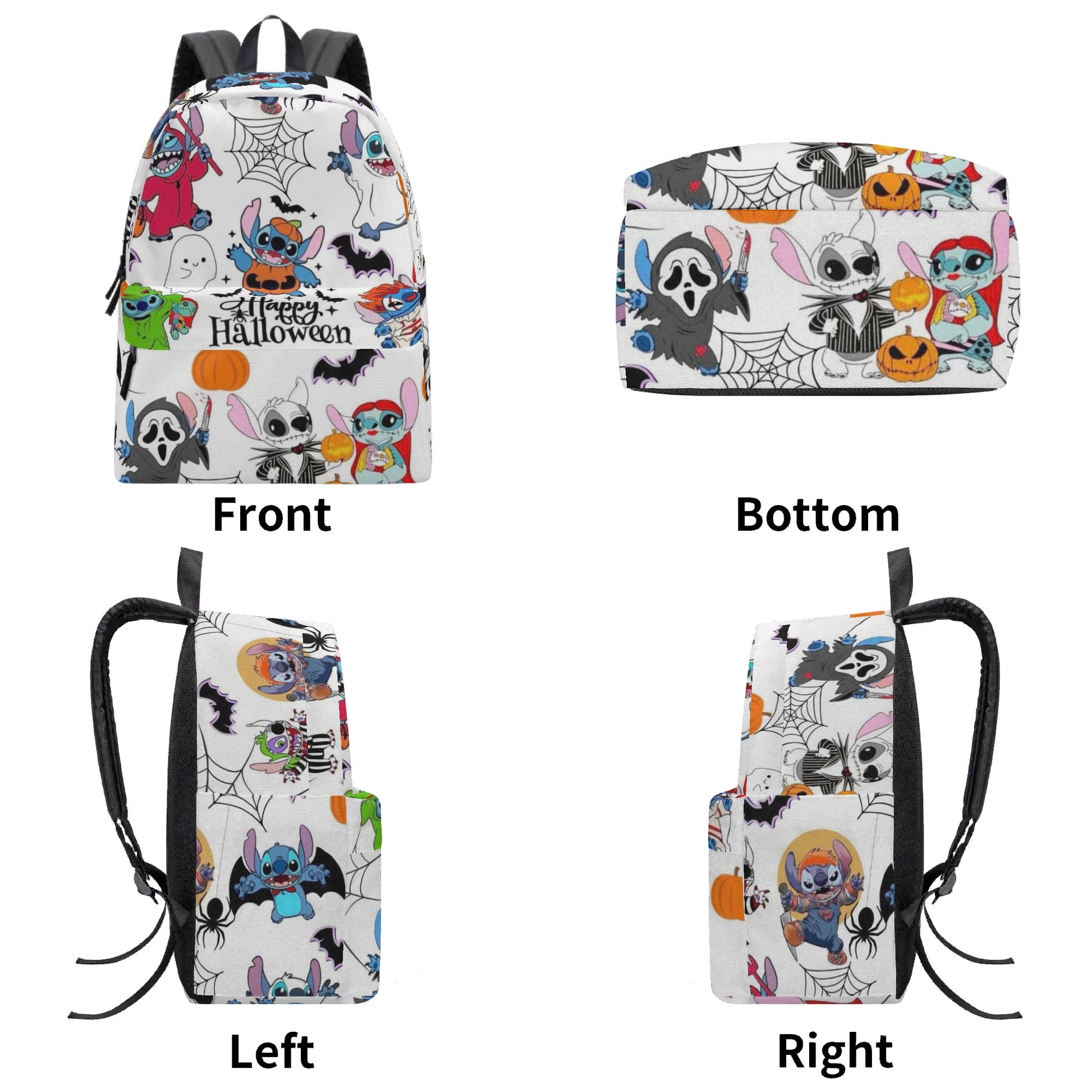 Stitch Halloween Backpack, Spooky Cartoon Print School Bag, Trick or Treat Travel Backpack BPGR14