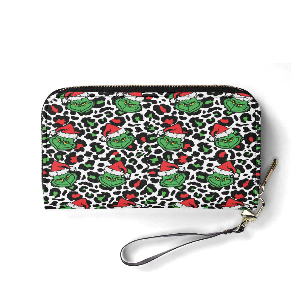 Leopard Grinch Santa Hand Bag, Animal Print Christmas Purse, Funny Holiday Leather Bag, Grinchmas Gift for Her
