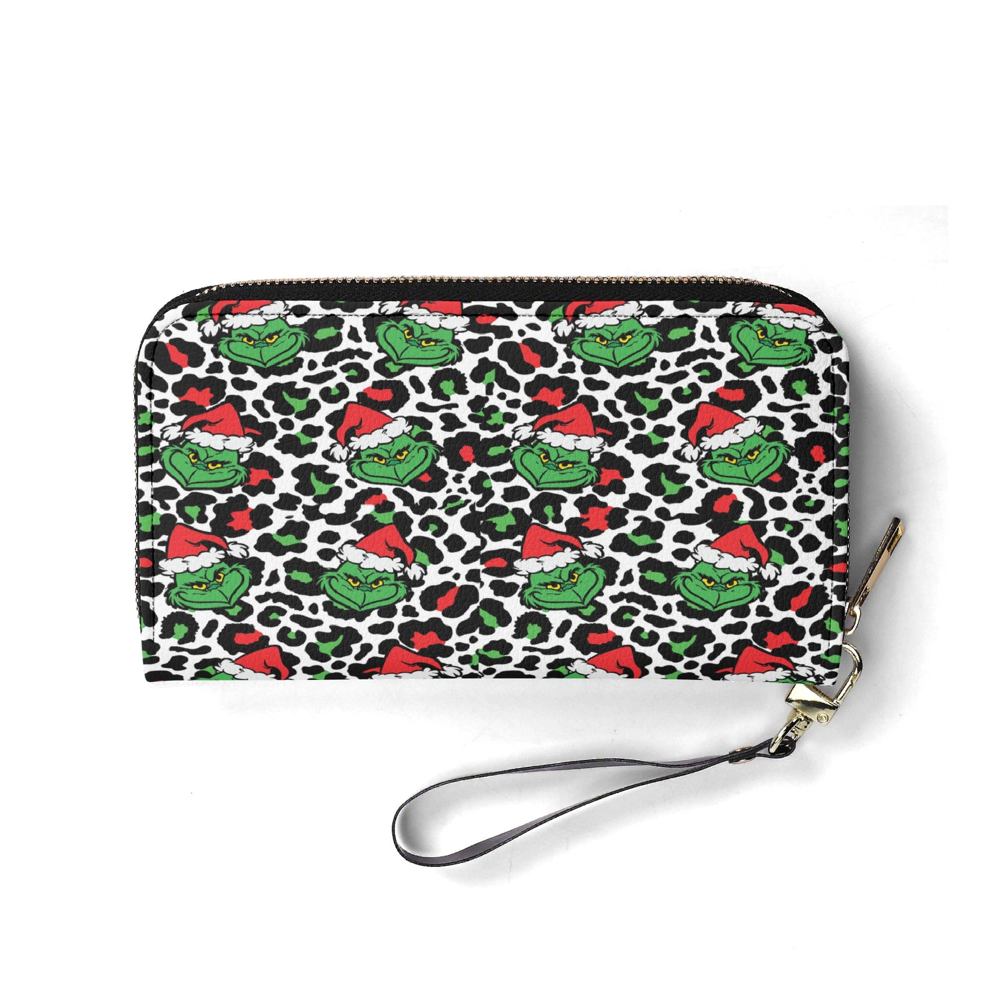 Leopard Grinch Santa Hand Bag, Animal Print Christmas Purse, Funny Holiday Leather Bag, Grinchmas Gift for Her