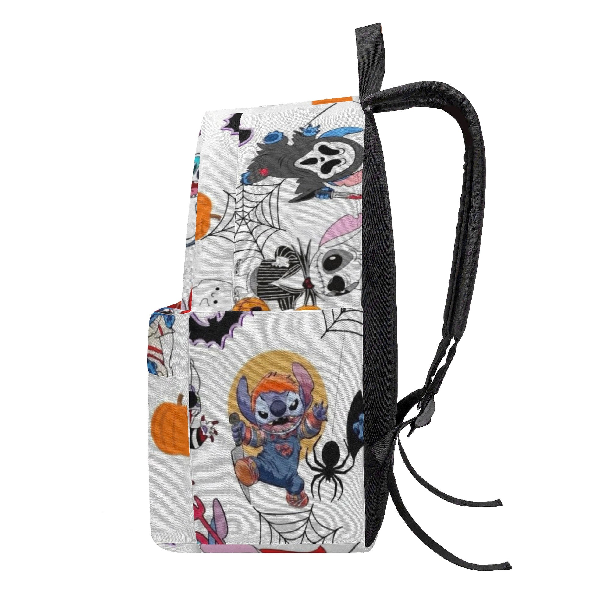 Stitch Halloween Backpack, Spooky Cartoon Print School Bag, Trick or Treat Travel Backpack BPGR14