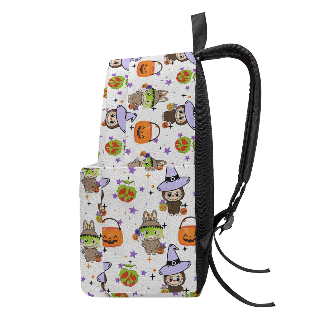 Halloween Labubu Backpack, Cute Witch & Pumpkin Cartoon School Bag, Spooky Kawaii Trick or Treat Bookbag for Kids & Fans BPGR05