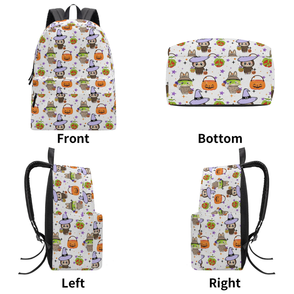 Halloween Labubu Backpack, Cute Witch & Pumpkin Cartoon School Bag, Spooky Kawaii Trick or Treat Bookbag for Kids & Fans BPGR05