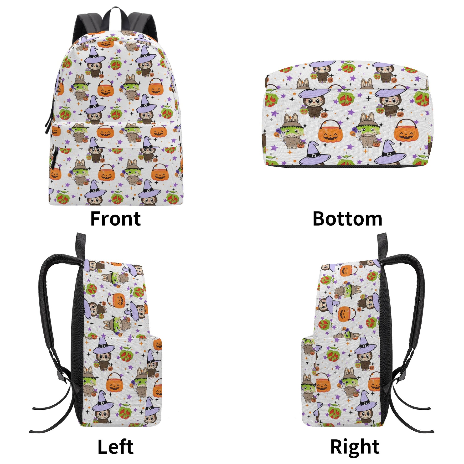 Halloween Labubu Backpack, Cute Witch & Pumpkin Cartoon School Bag, Spooky Kawaii Trick or Treat Bookbag for Kids & Fans BPGR05