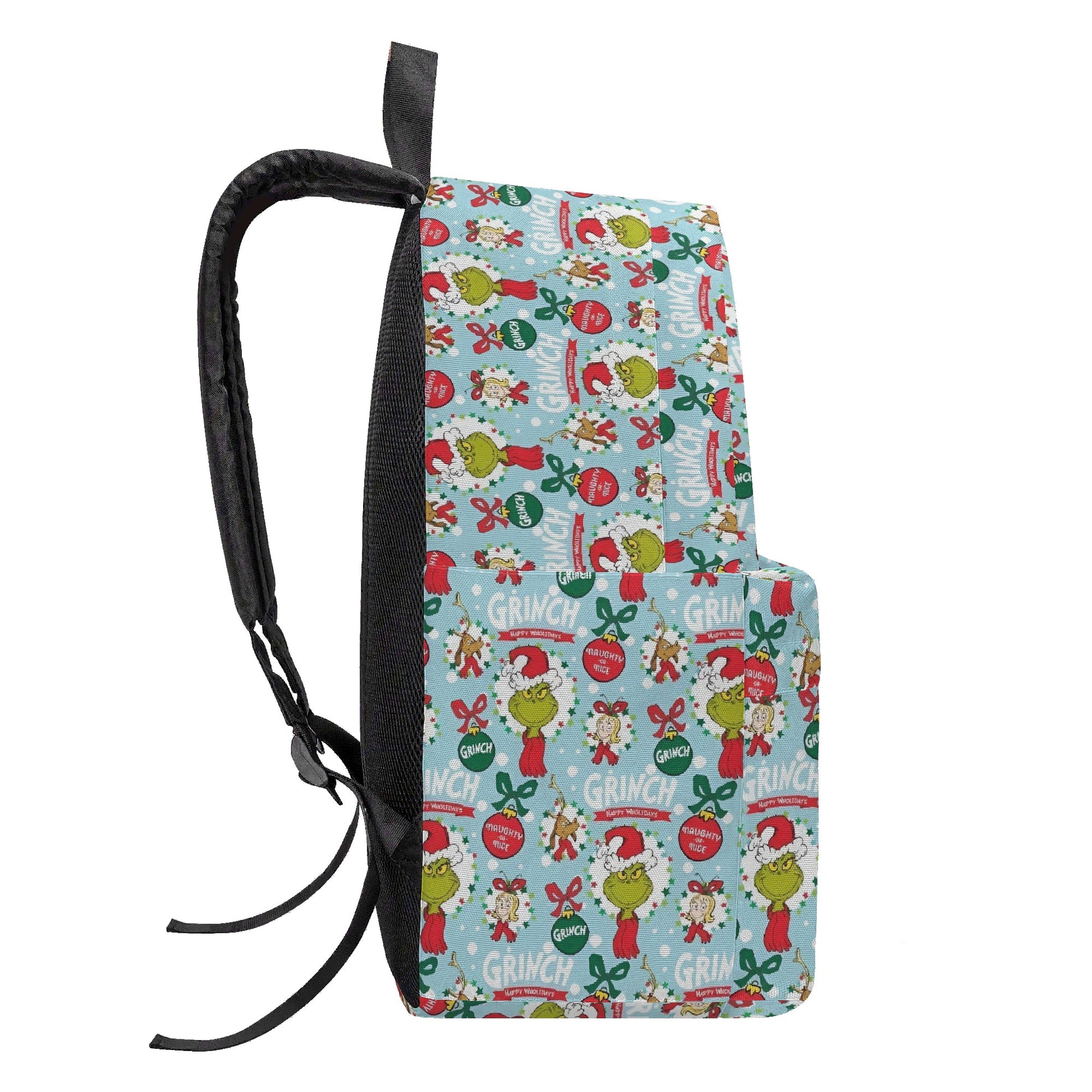 Grinch Backpack Blue, Retro Christmas Collage Pattern, Cute Holiday Gift, Winter Travel School Bag, Christmas Gifts BPGR35