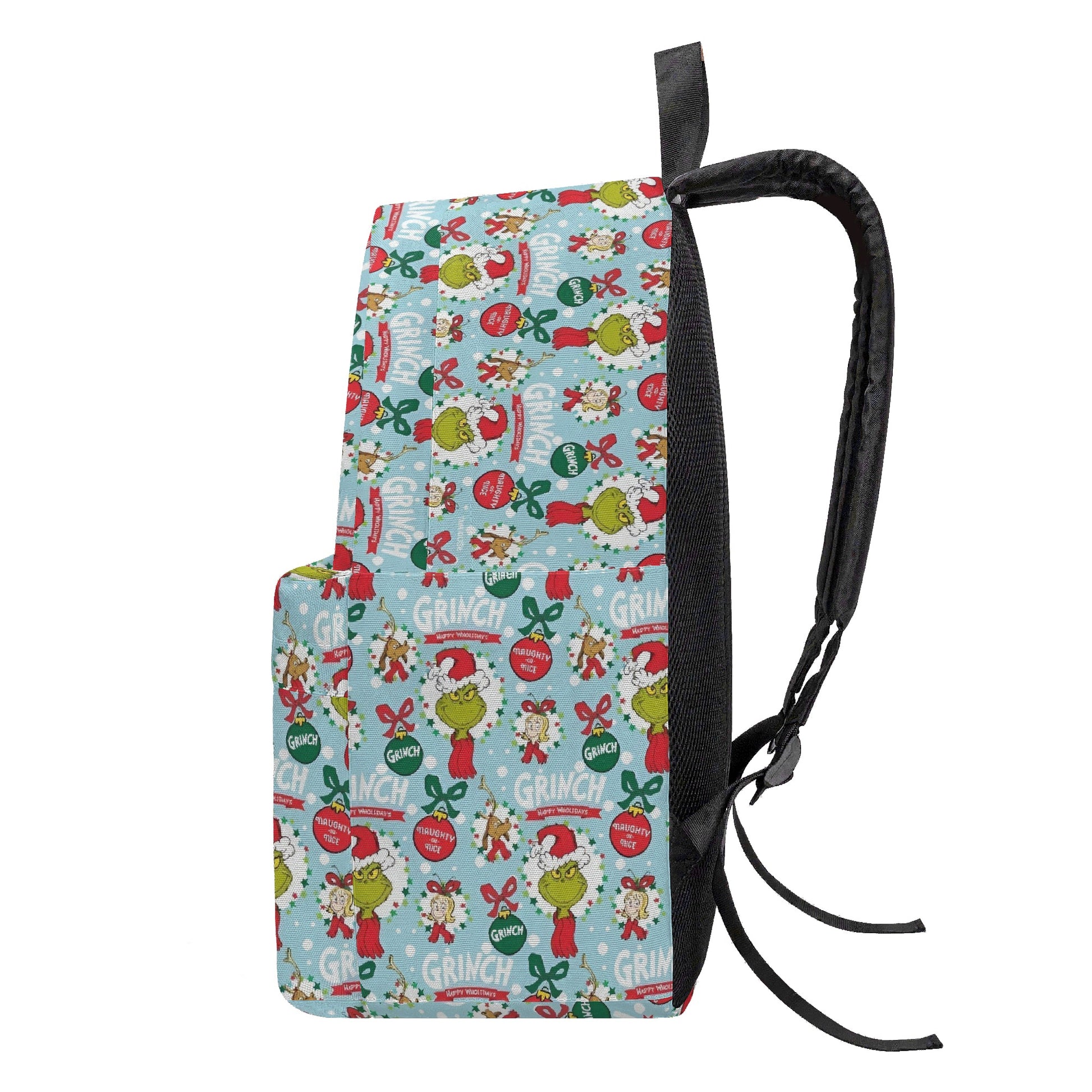 Grinch Backpack Blue, Retro Christmas Collage Pattern, Cute Holiday Gift, Winter Travel School Bag, Christmas Gifts BPGR35