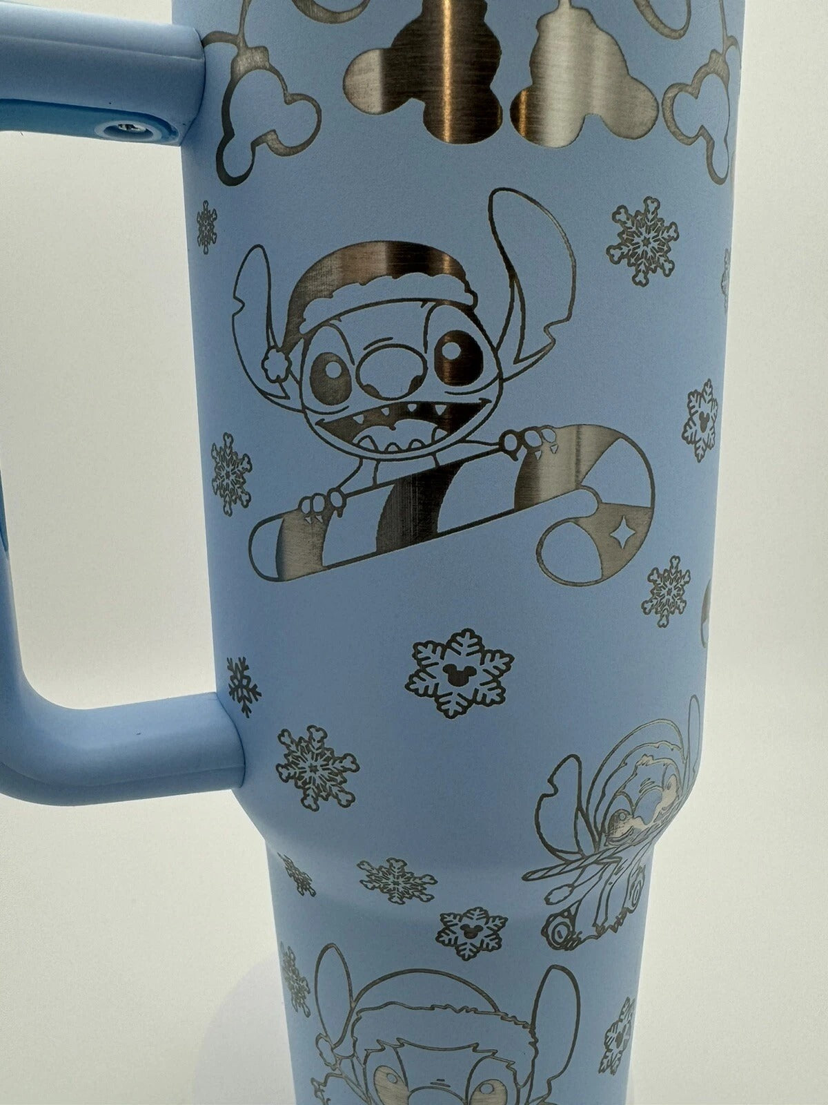 Merry Stitchmas Tumbler with Handle – Disney Stitch Christmas Insulated Travel Mug, Cute Holiday Gift Cup