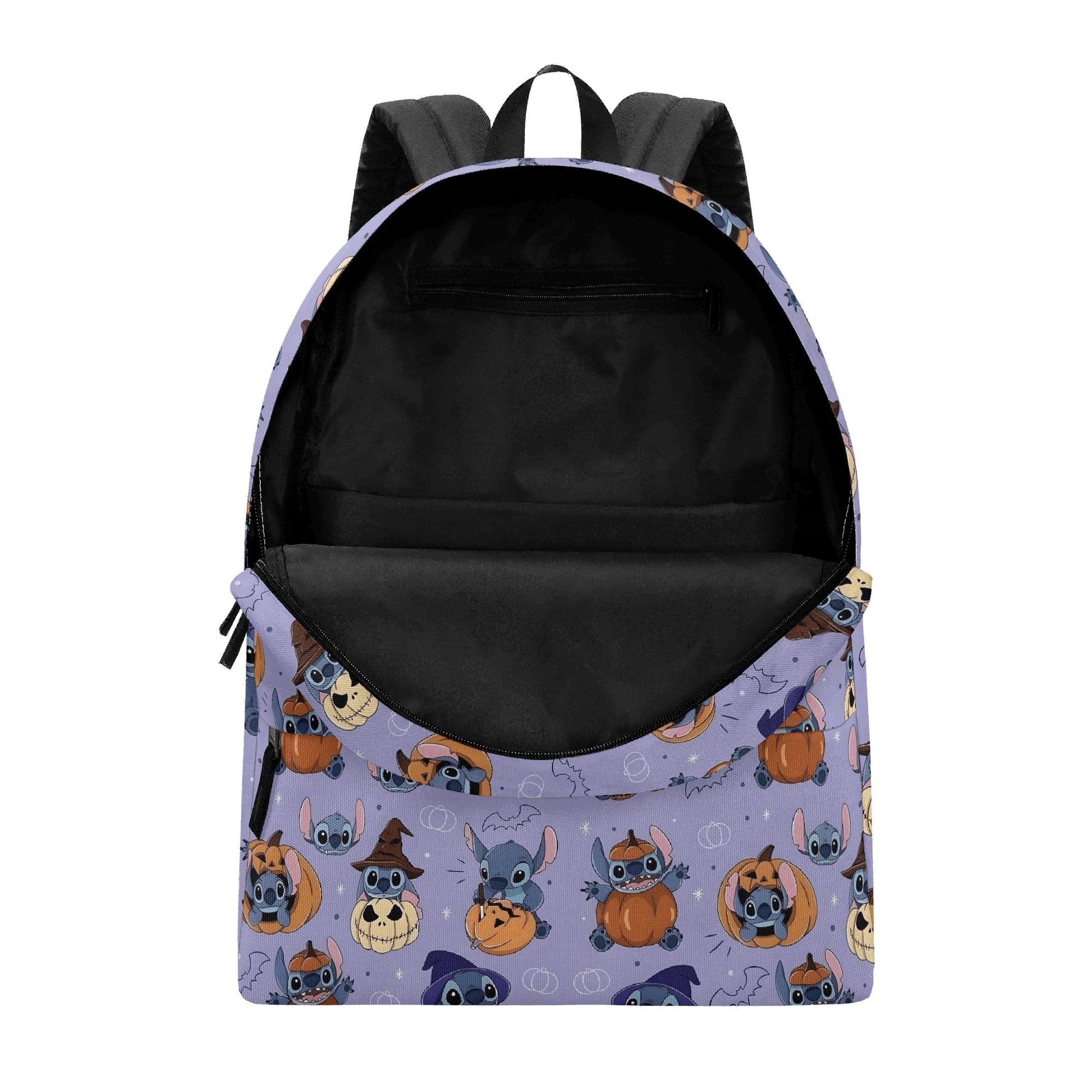 Stitch Halloween Backpack, Cute Pumpkin Witch Print School Bag, Spooky Cartoon Travel Backpack BPGR15