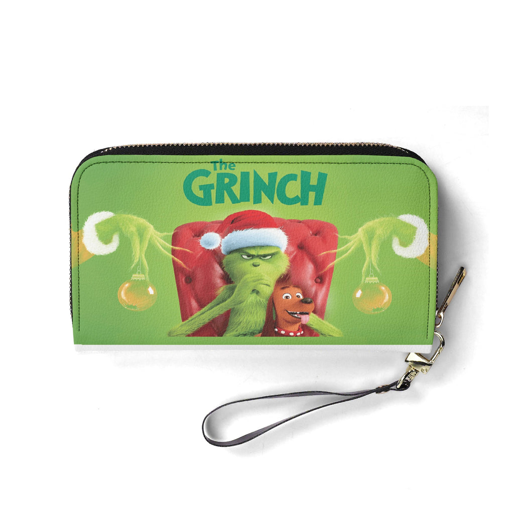 Classic Grinch Santa HandBag, Green Christmas Purse, Funny Holiday Leather Bag, Grinch and Max Design, Festive Gift