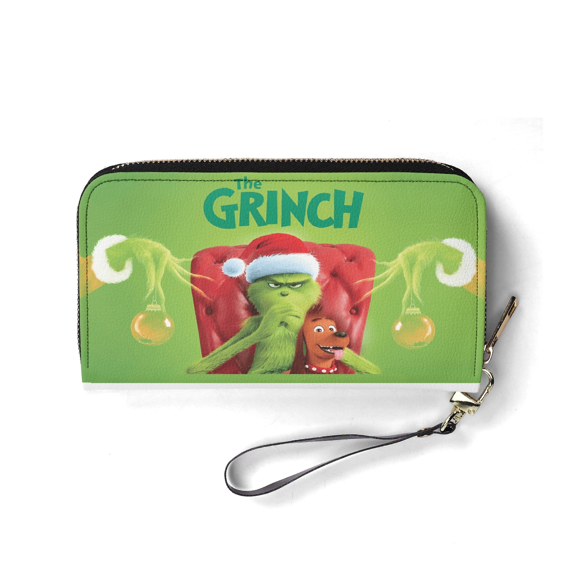 Classic Grinch Santa HandBag, Green Christmas Purse, Funny Holiday Leather Bag, Grinch and Max Design, Festive Gift