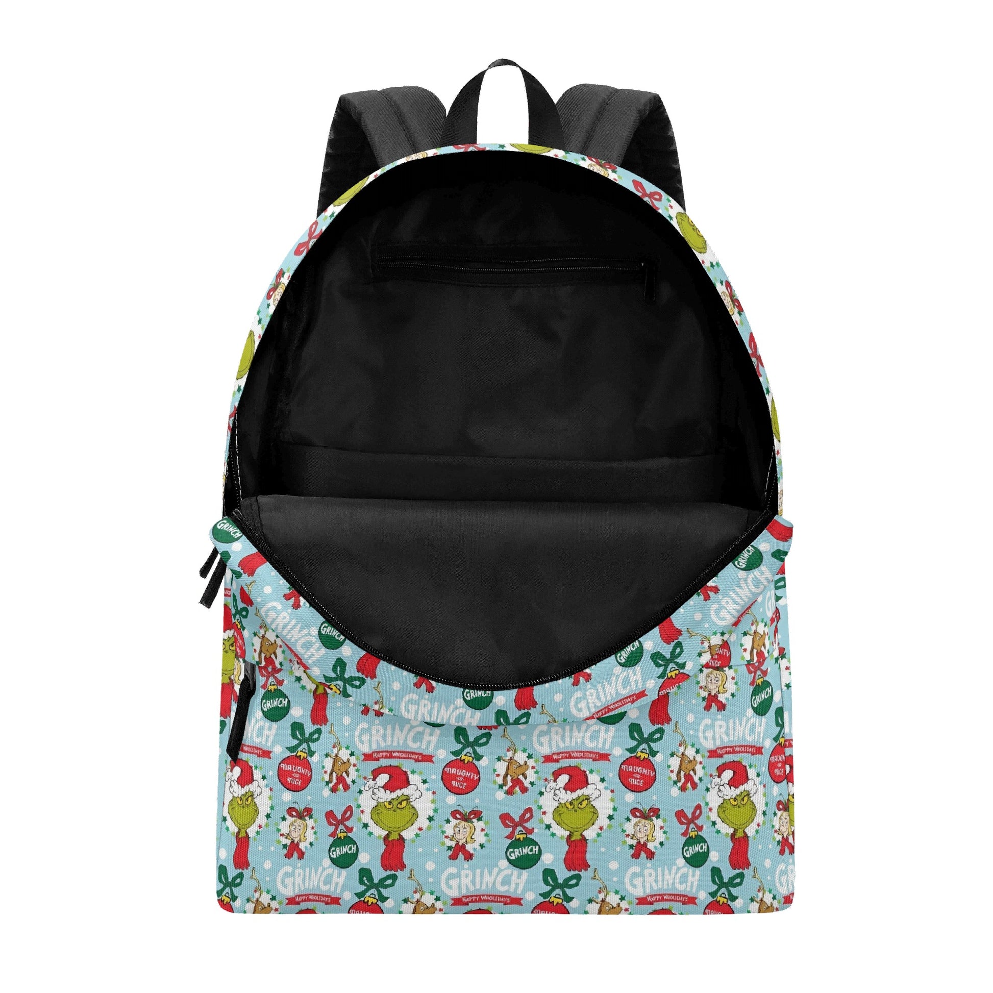 Grinch Backpack Blue, Retro Christmas Collage Pattern, Cute Holiday Gift, Winter Travel School Bag, Christmas Gifts BPGR35