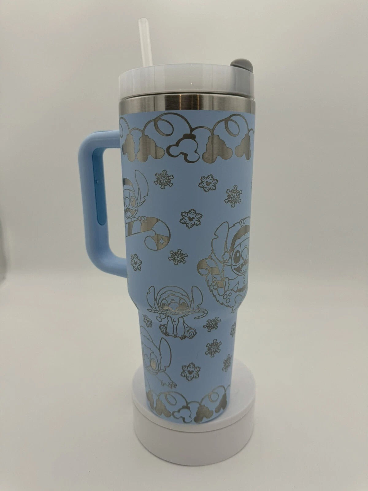 Merry Stitchmas Tumbler with Handle – Disney Stitch Christmas Insulated Travel Mug, Cute Holiday Gift Cup