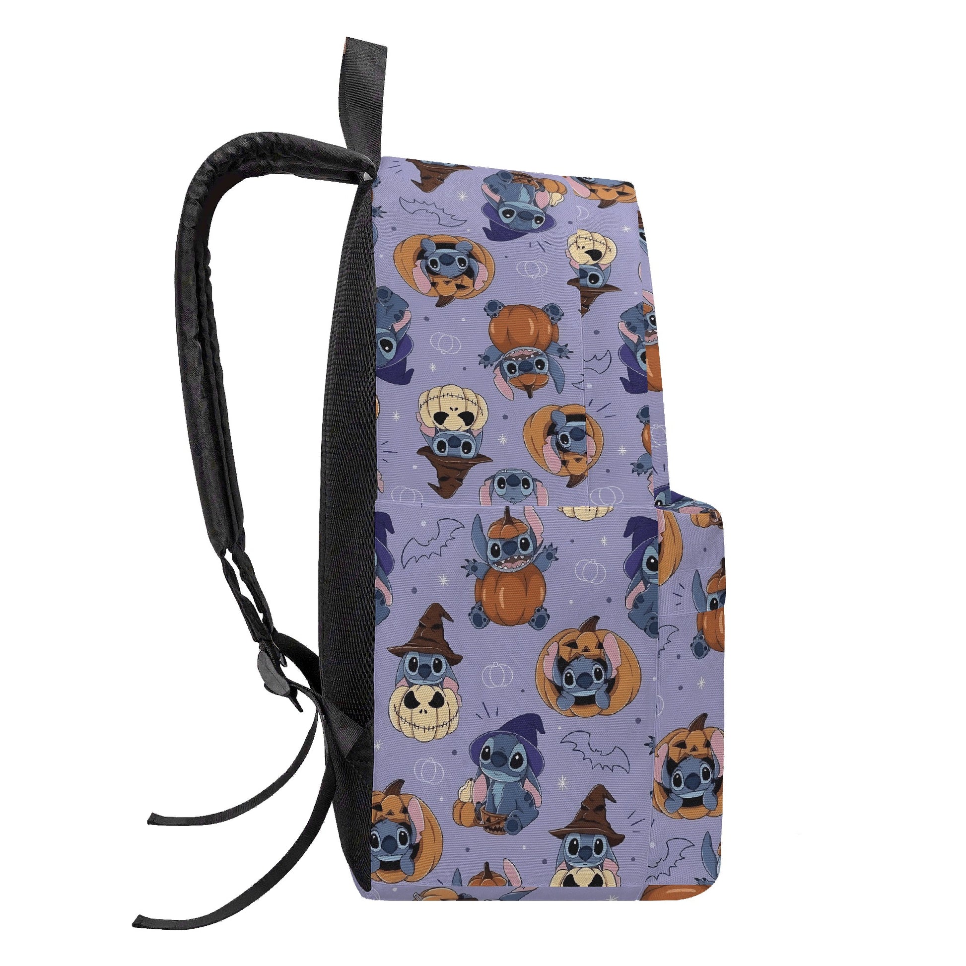 Stitch Halloween Backpack, Cute Pumpkin Witch Print School Bag, Spooky Cartoon Travel Backpack BPGR15