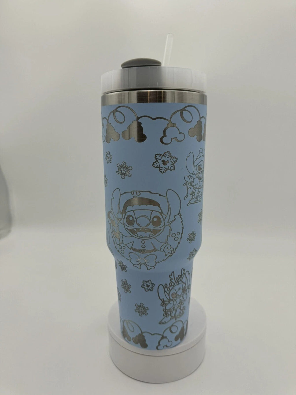 Merry Stitchmas Tumbler with Handle – Disney Stitch Christmas Insulated Travel Mug, Cute Holiday Gift Cup