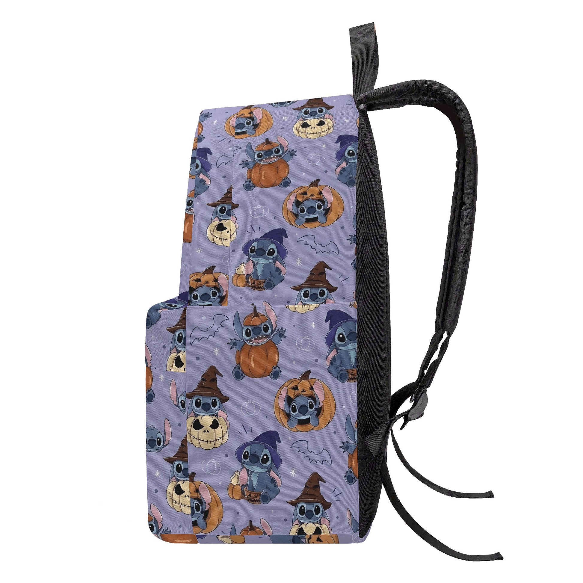 Stitch Halloween Backpack, Cute Pumpkin Witch Print School Bag, Spooky Cartoon Travel Backpack BPGR15