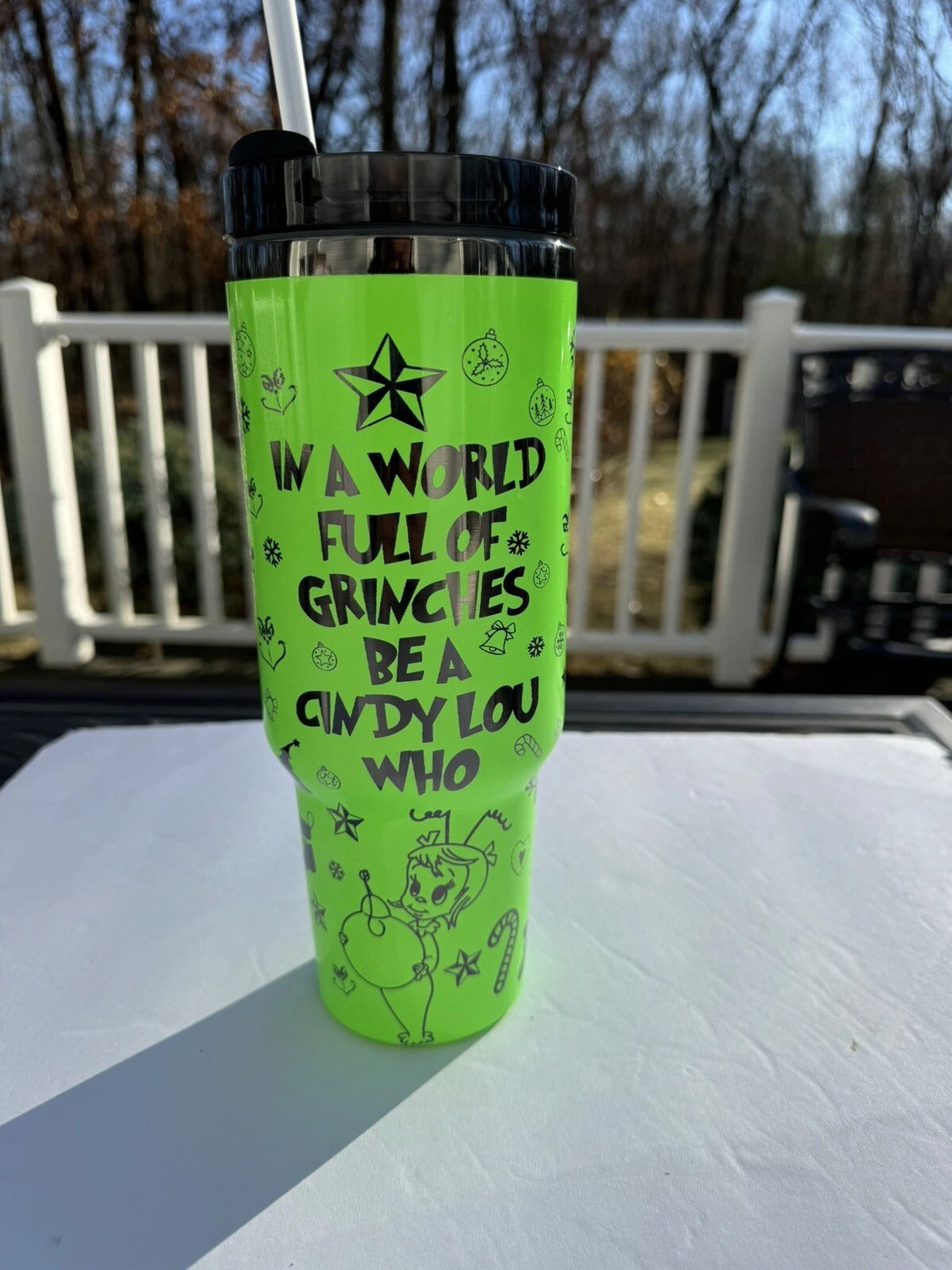 In My Grinch Era Tumbler, Funny Christmas Pattern Mug, Cute Holiday Gift, Insulated Travel Cup
