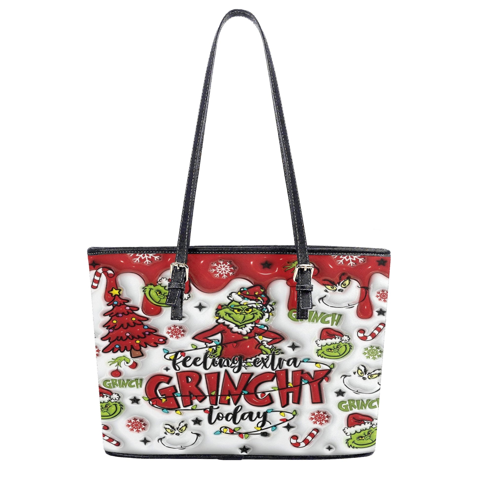 Feeling Extra Grinchy HandBag, Funny Christmas Purse, Festive Holiday Handbag, Santa Grinch Pattern, Winter Gift
