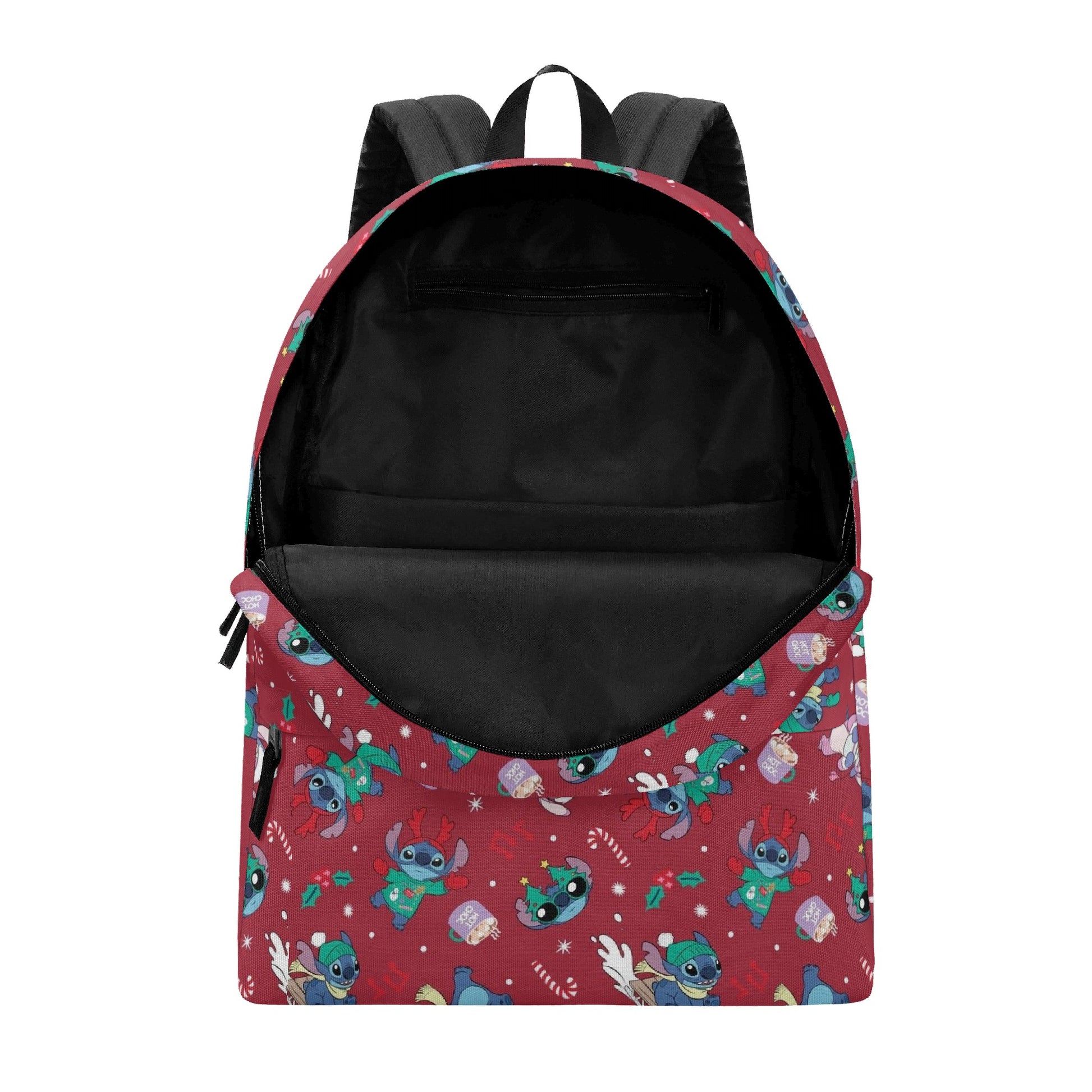 Stitch Christmas Backpack, Holiday Red Print School Bag, Cute Winter Cartoon Travel Backpack BPGR16