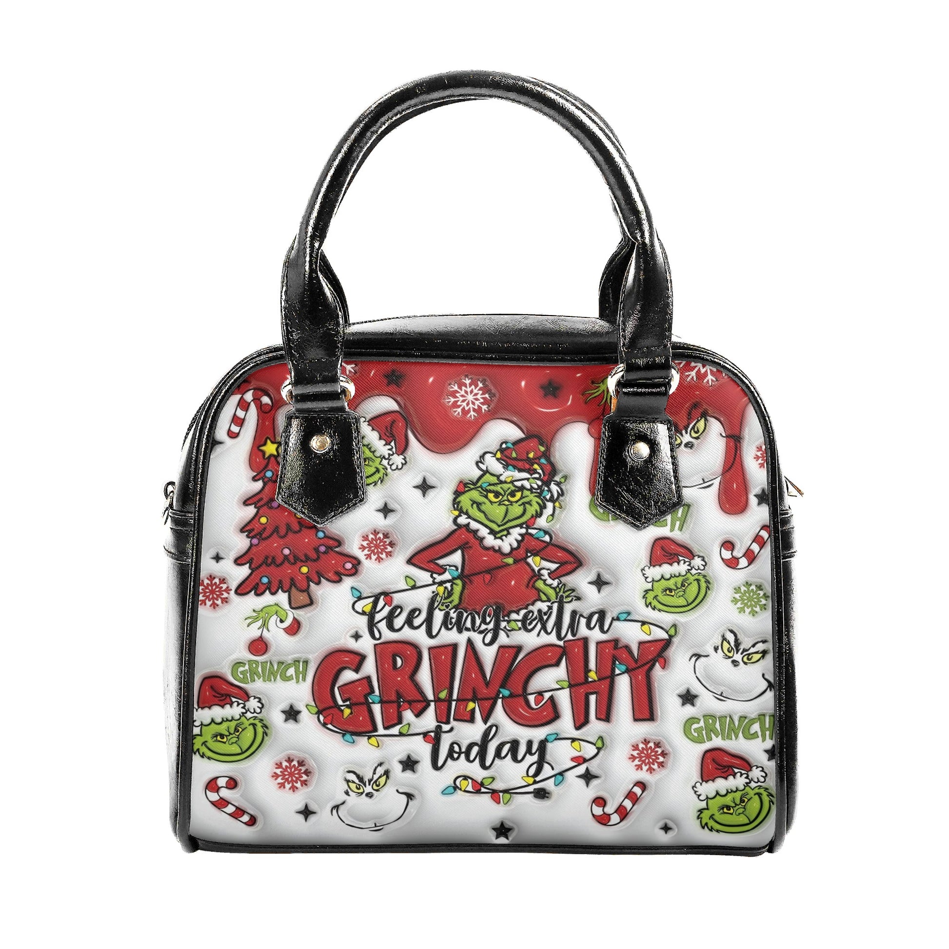 Feeling Extra Grinchy HandBag, Funny Christmas Purse, Festive Holiday Handbag, Santa Grinch Pattern, Winter Gift