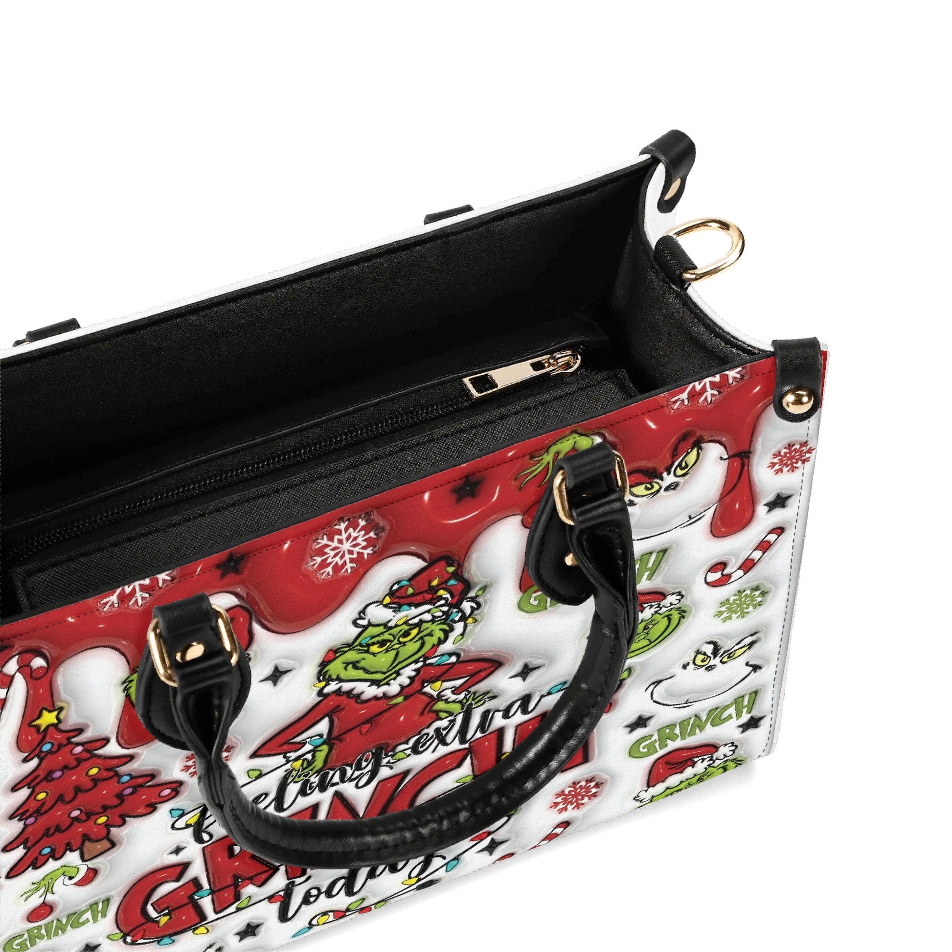 Feeling Extra Grinchy HandBag, Funny Christmas Purse, Festive Holiday Handbag, Santa Grinch Pattern, Winter Gift