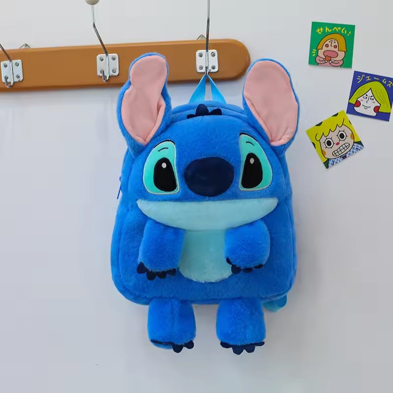 Kawaii Stitch Plush Backpack, Cute Soft Cartoon School Bag, Fluffy Travel Daypack Gift for Kids & Girls