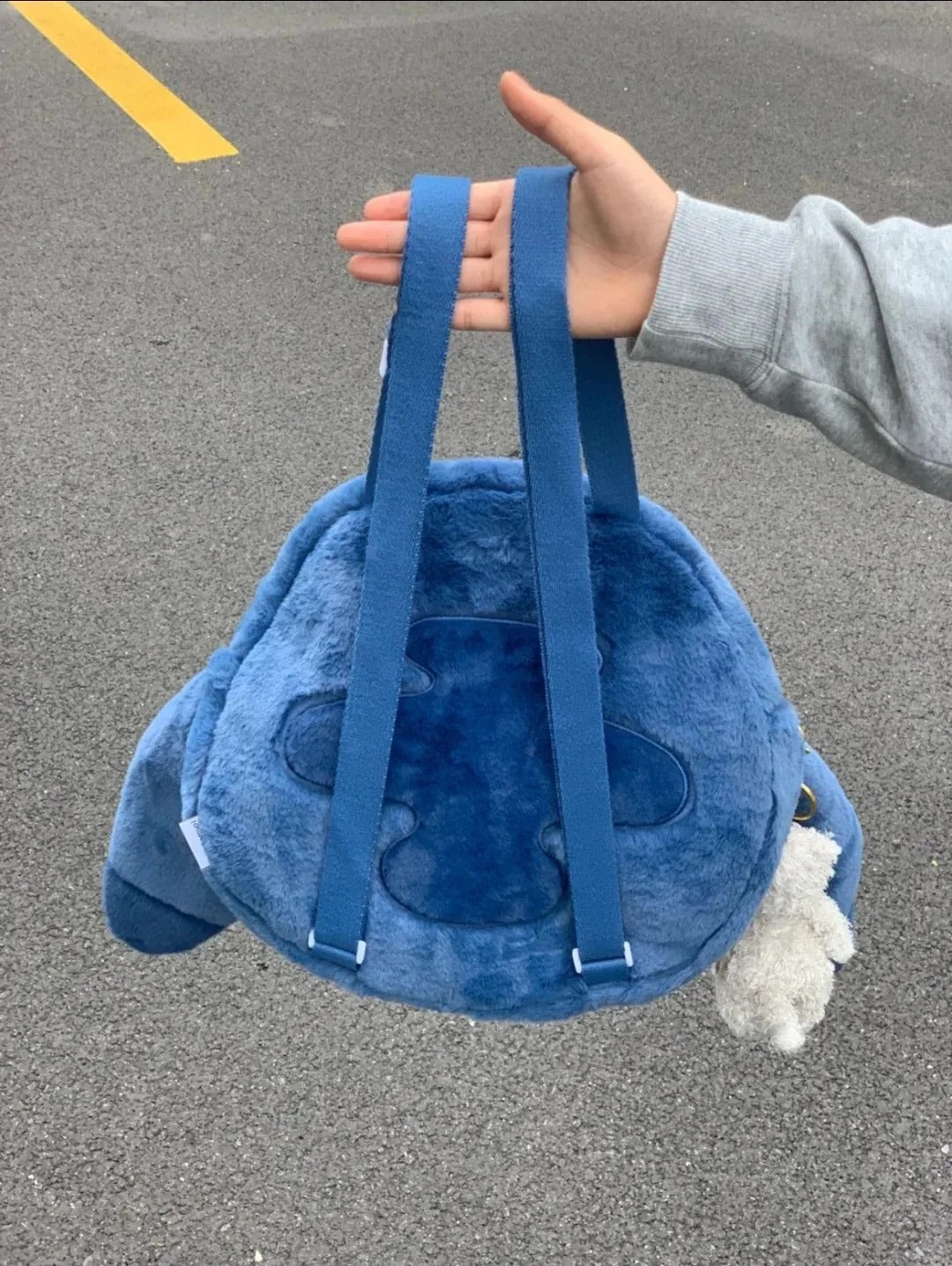 Cute Stitch Plush Backpack with Open Mouth Design, Soft Furry Travel School Bag for Girls,