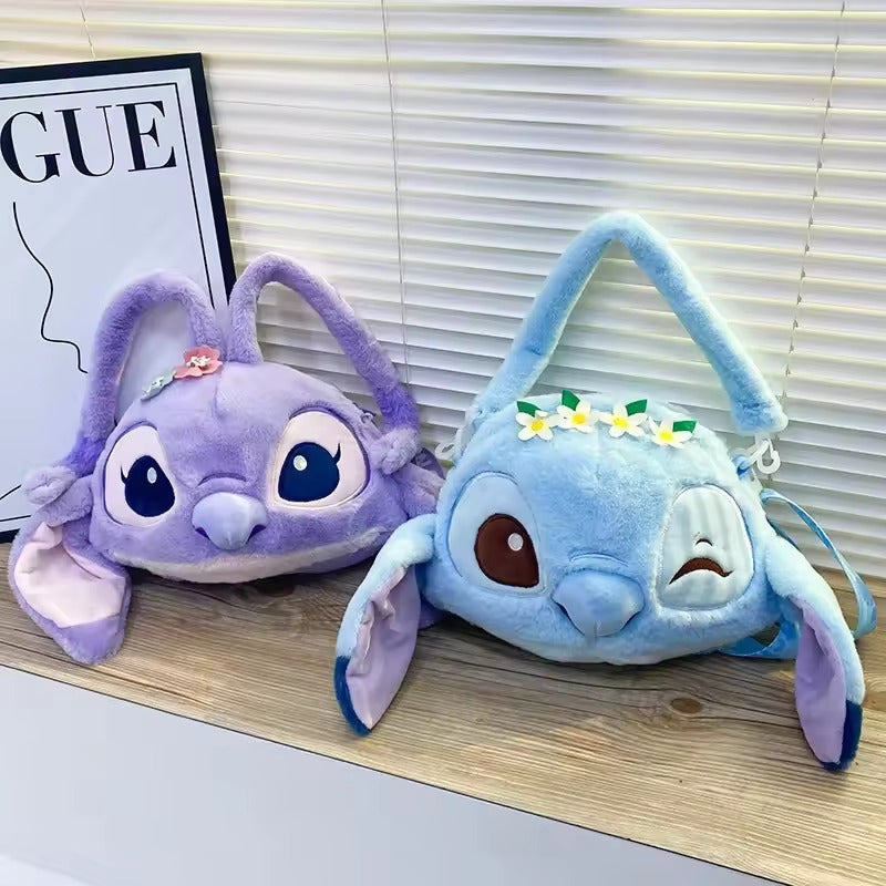 Plush Stitch and Angel Handbag, Adorable Cartoon Shoulder Bag for Girls and Boys
