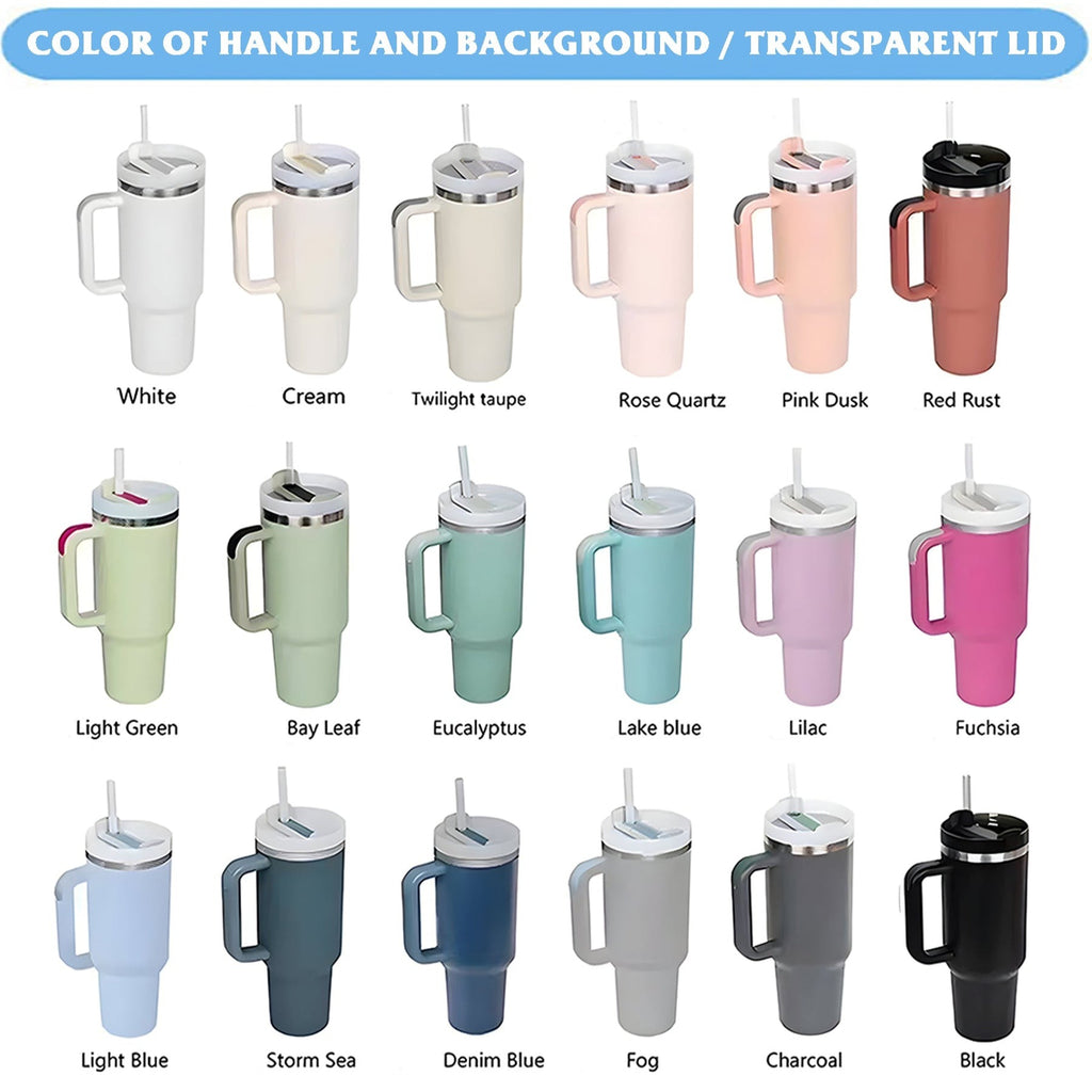 Stitch Engraved Tumbler 40oz, Large Stainless Steel Travel Mug with Handle and Straw, Disney Hawaiian Cup