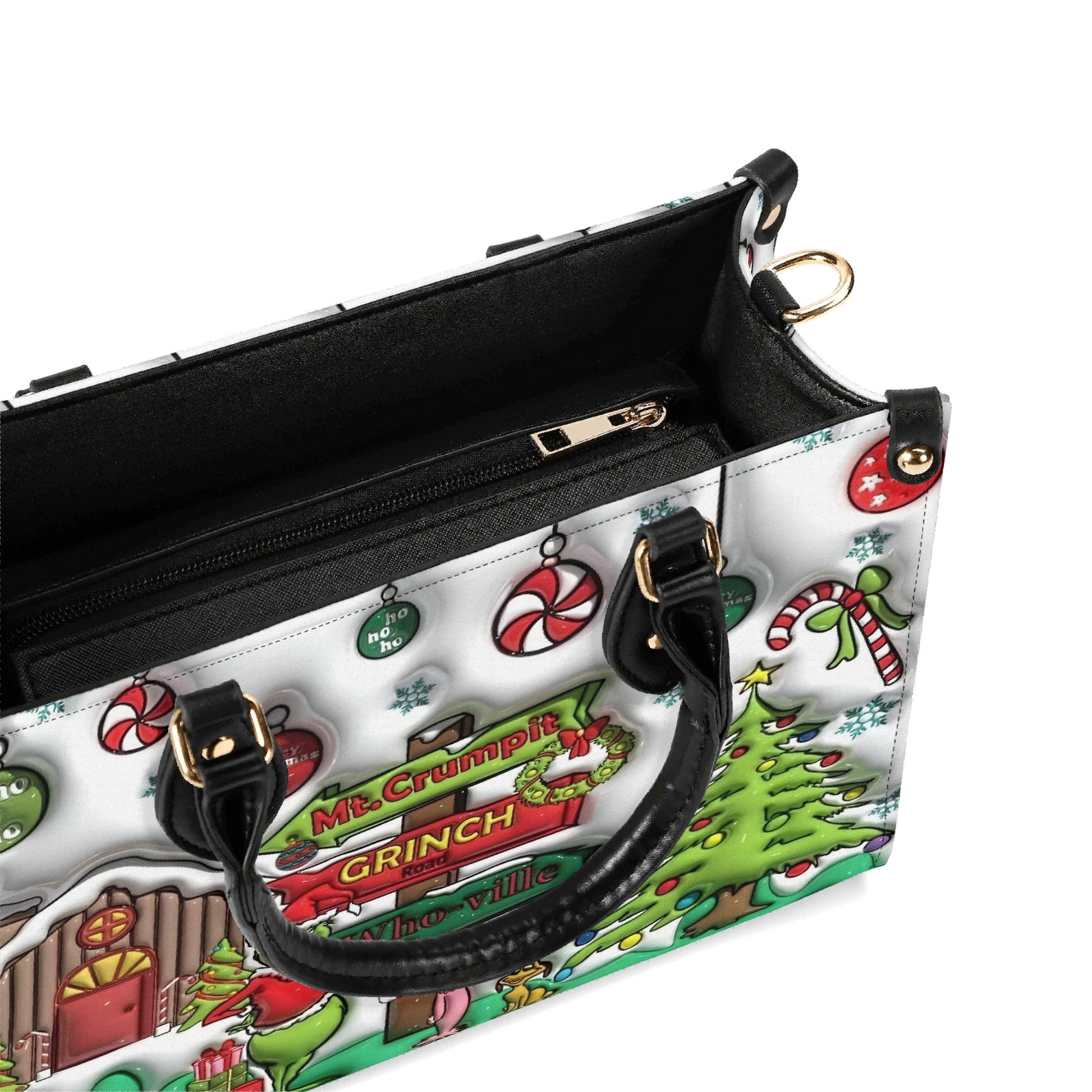 Grinch Whoville Christmas Handbag, Mt. Crumpit Santa Tote, Funny Holiday Bag, Festive Winter Gift, Whoville Themed Purse
