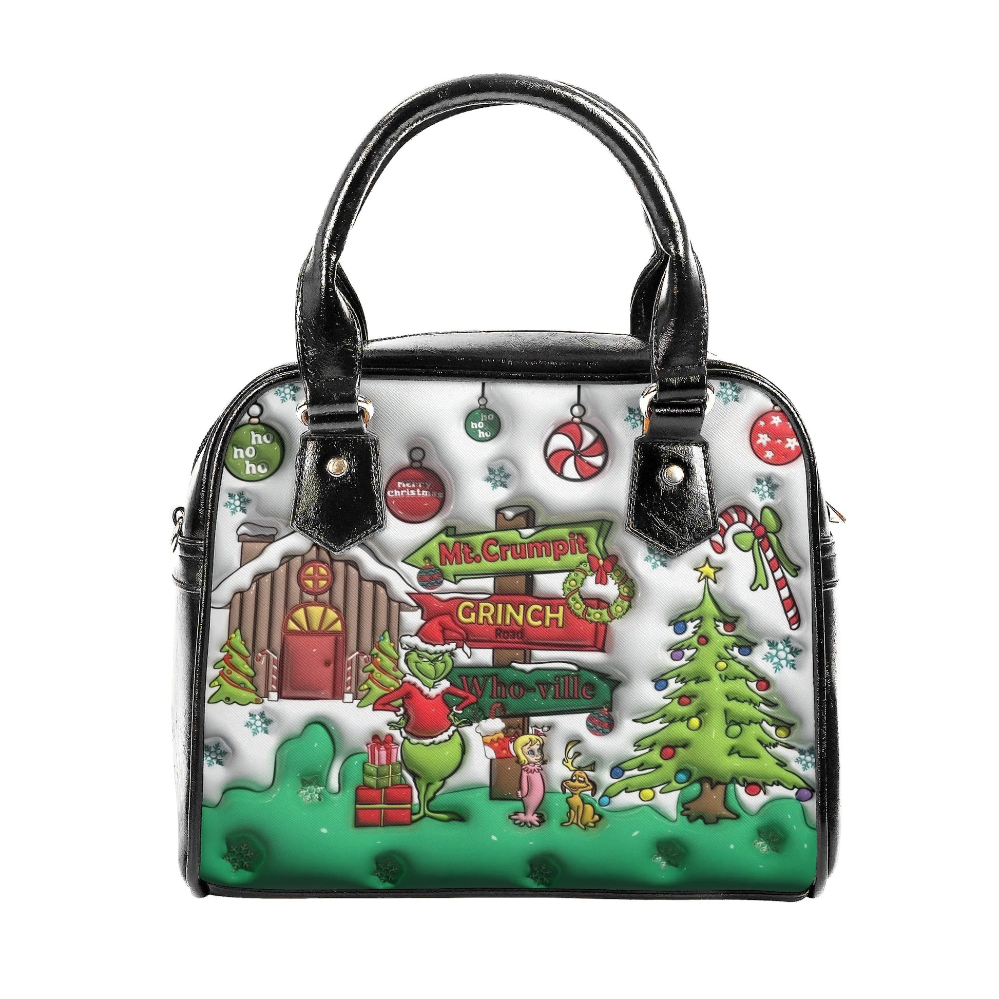 Grinch Whoville Christmas Handbag, Mt. Crumpit Santa Tote, Funny Holiday Bag, Festive Winter Gift, Whoville Themed Purse