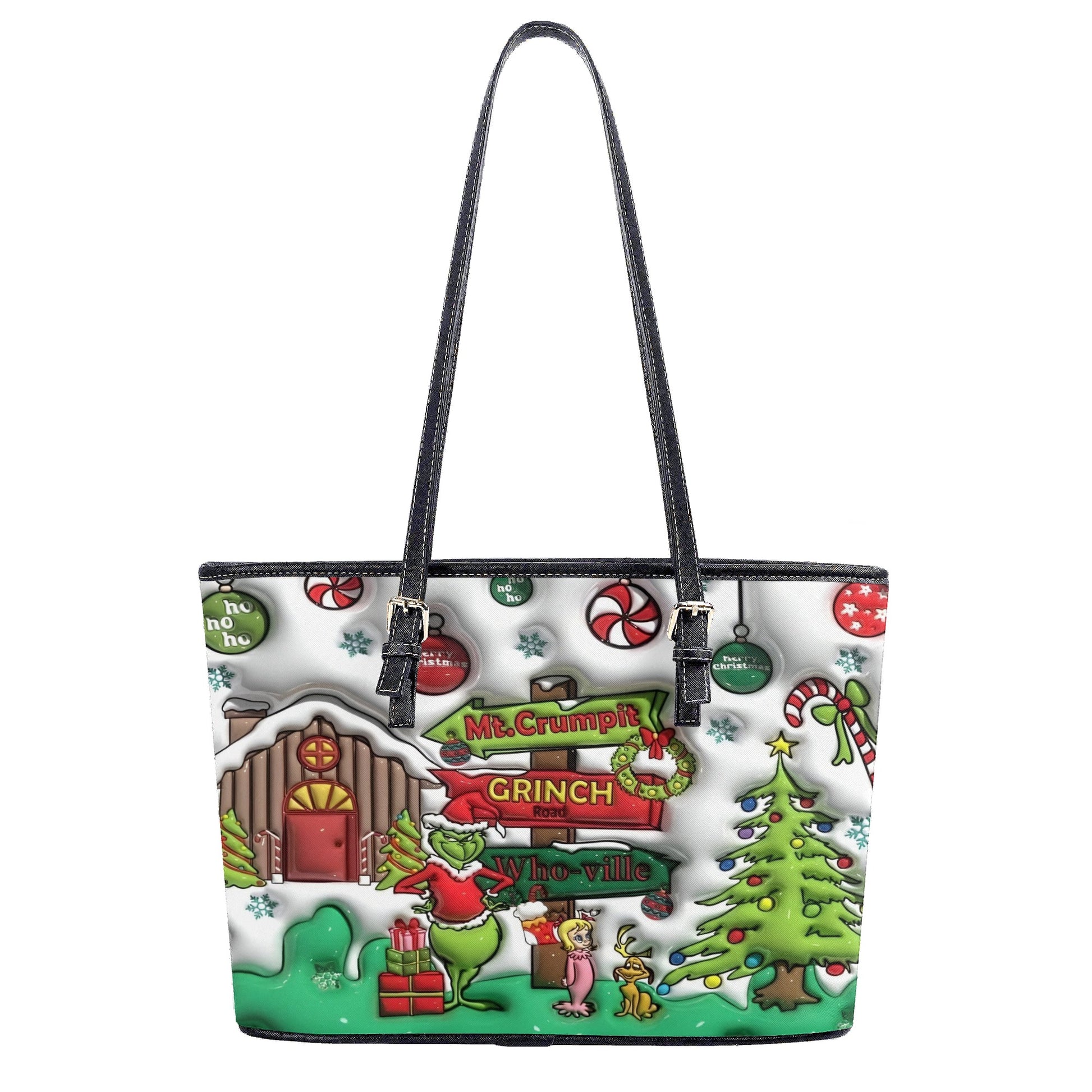 Grinch Whoville Christmas Handbag, Mt. Crumpit Santa Tote, Funny Holiday Bag, Festive Winter Gift, Whoville Themed Purse