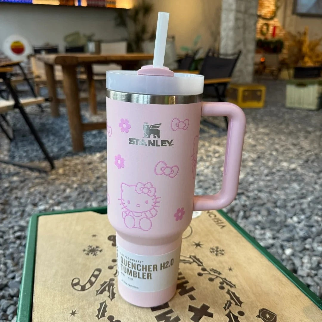 Custom Hello Kitty Stanley Tumbler 40oz, Cute Hello Kitty Gift, Hello Kitty Tumbler 40oz. Gift Tumbler.