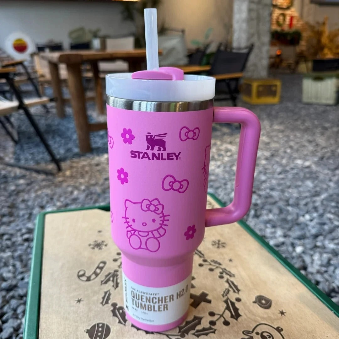 Custom Hello Kitty Stanley Tumbler 40oz, Cute Hello Kitty Gift, Hello Kitty Tumbler 40oz. Gift Tumbler.