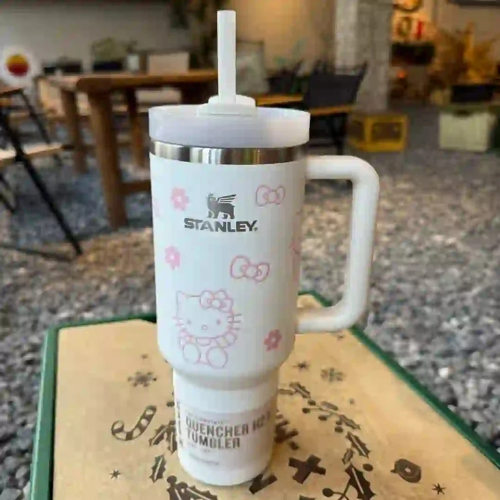 Custom Hello Kitty Stanley Tumbler 40oz, Cute Hello Kitty Gift, Hello Kitty Tumbler 40oz. Gift Tumbler.