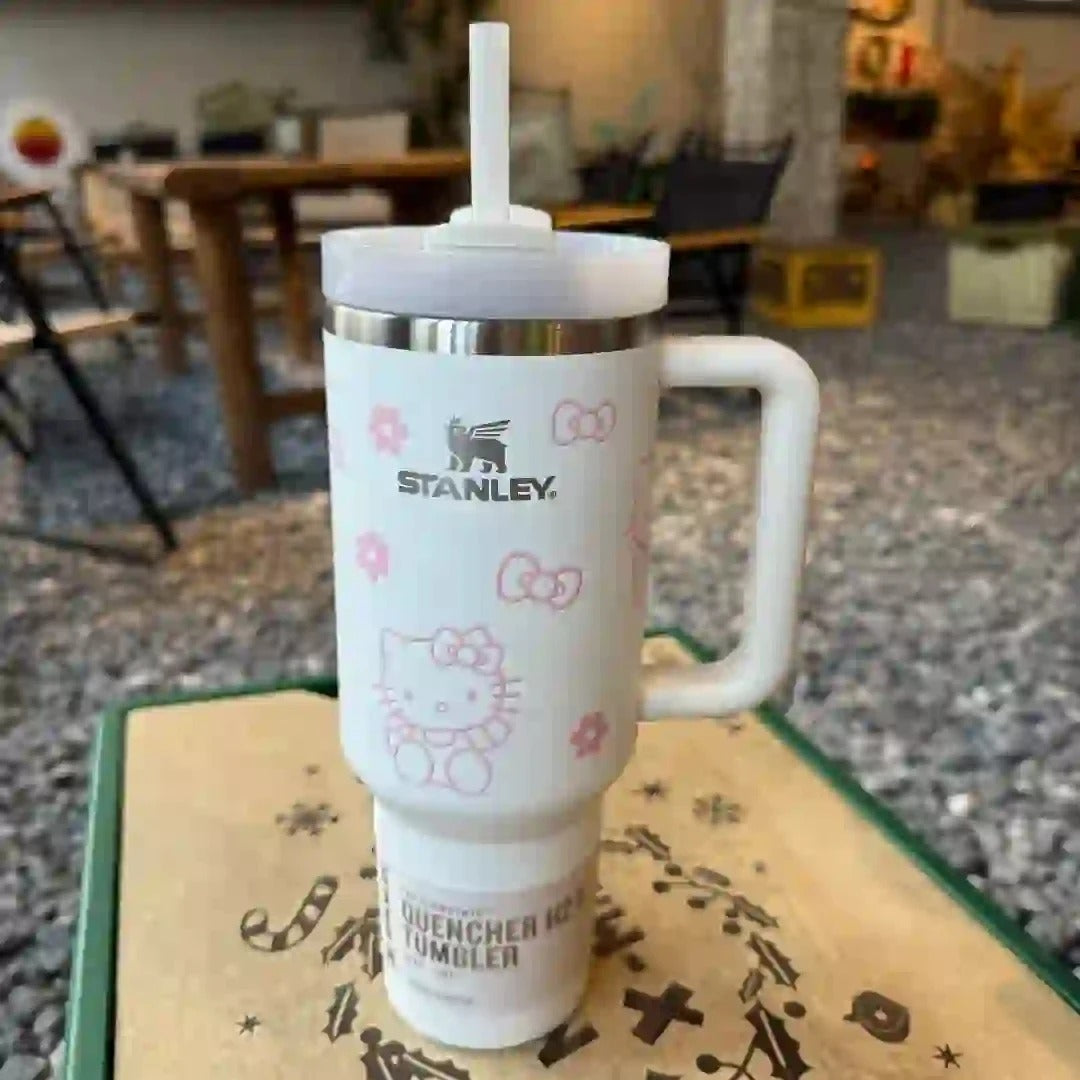 Custom Hello Kitty Stanley Tumbler 40oz, Cute Hello Kitty Gift, Hello Kitty Tumbler 40oz. Gift Tumbler.