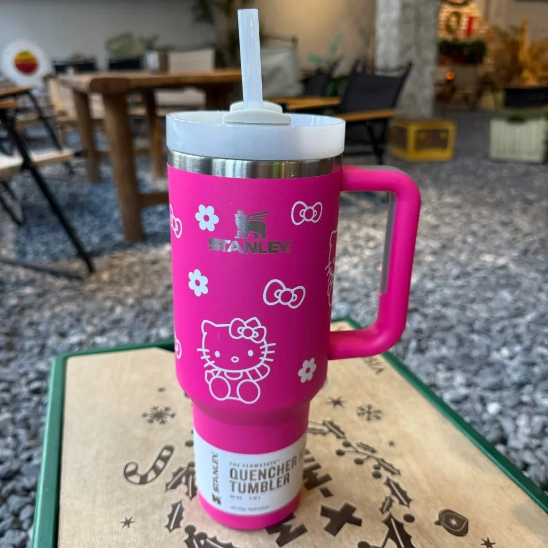 Custom Hello Kitty Stanley Tumbler 40oz, Cute Hello Kitty Gift, Hello Kitty Tumbler 40oz. Gift Tumbler.